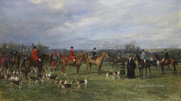 Heywood Hardy Painting - Meet of the Quorn Hounds at Kirby Gate Heywood Hardy horse riding